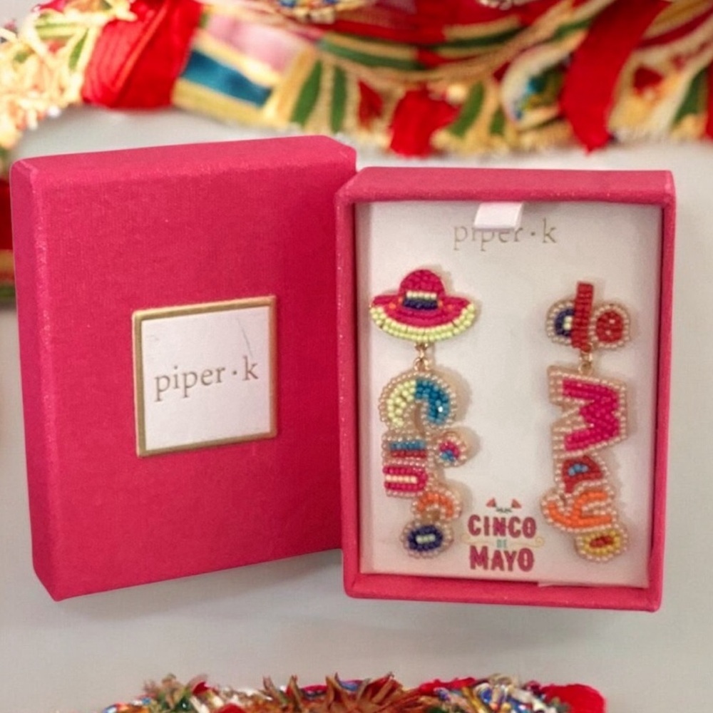 Piper K Cinco de Mayo Beaded Earrings New In Gift Box